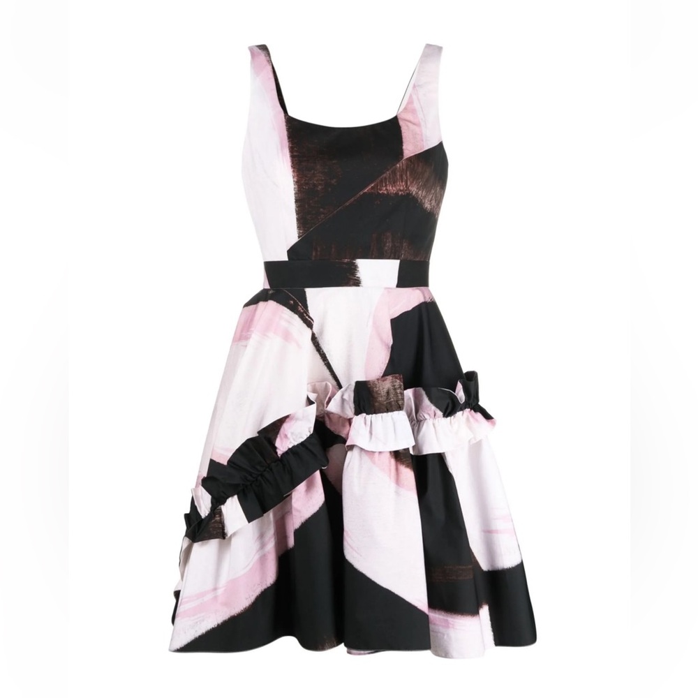 NEW Alexander McQueen Abstract Ruffle Mini Dress